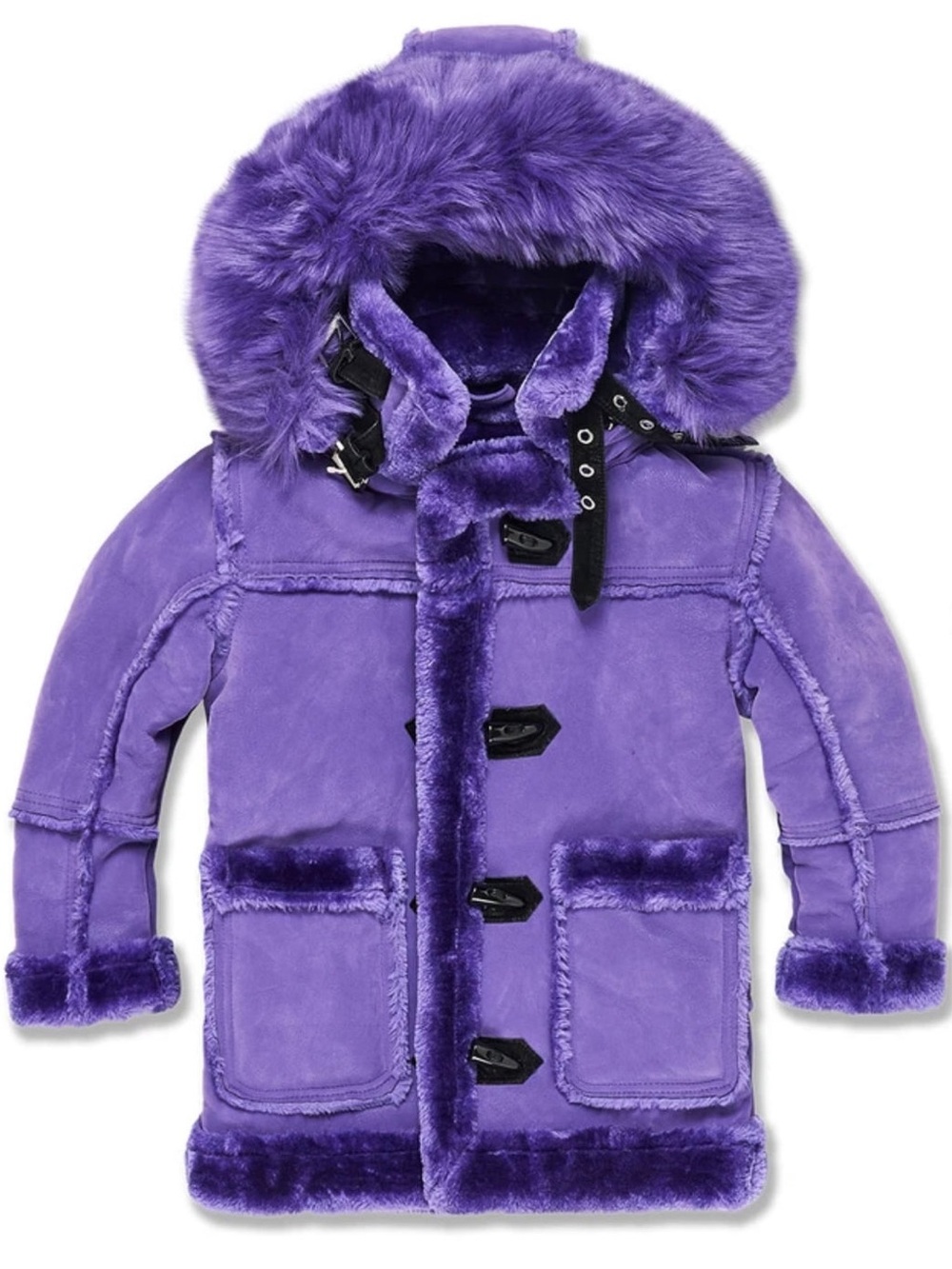 Jordan Craig Purple Denali  Shearling Toggle Coat